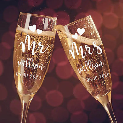 Mr and Mrs Champagne Glasses