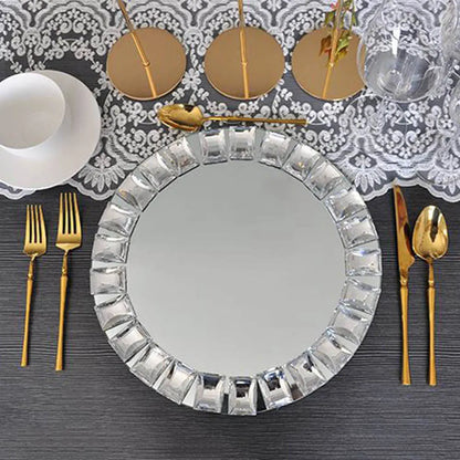 Diamond Mirror Glass Dinner Plate