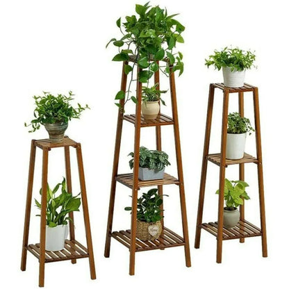 Bamboo Plant Stand Flower Pot