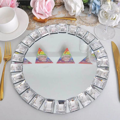 Diamond Mirror Glass Dinner Plate