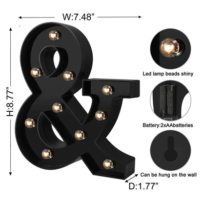 Led  Lights 26 Alphabet Black Home Bar