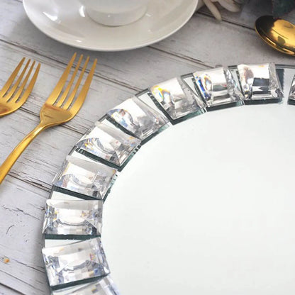 Diamond Mirror Glass Dinner Plate