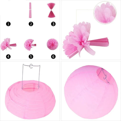 12pcs/set Cut-out Paper Fan Hanging Crafts