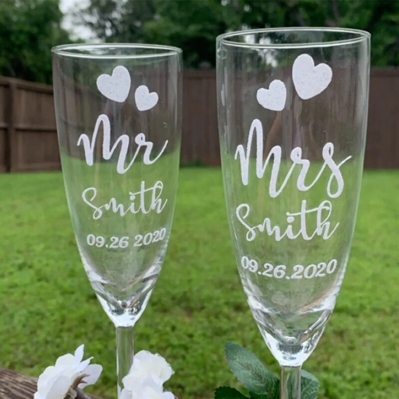 Mr and Mrs Champagne Glasses