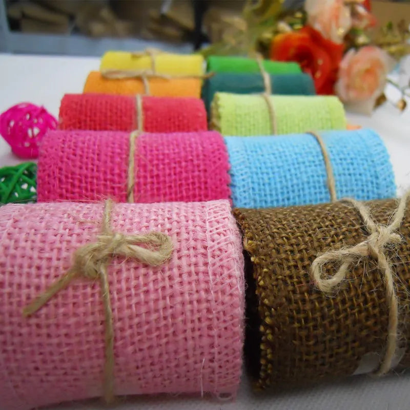 6cm Colorful Natural Jute Burlap Ribbon