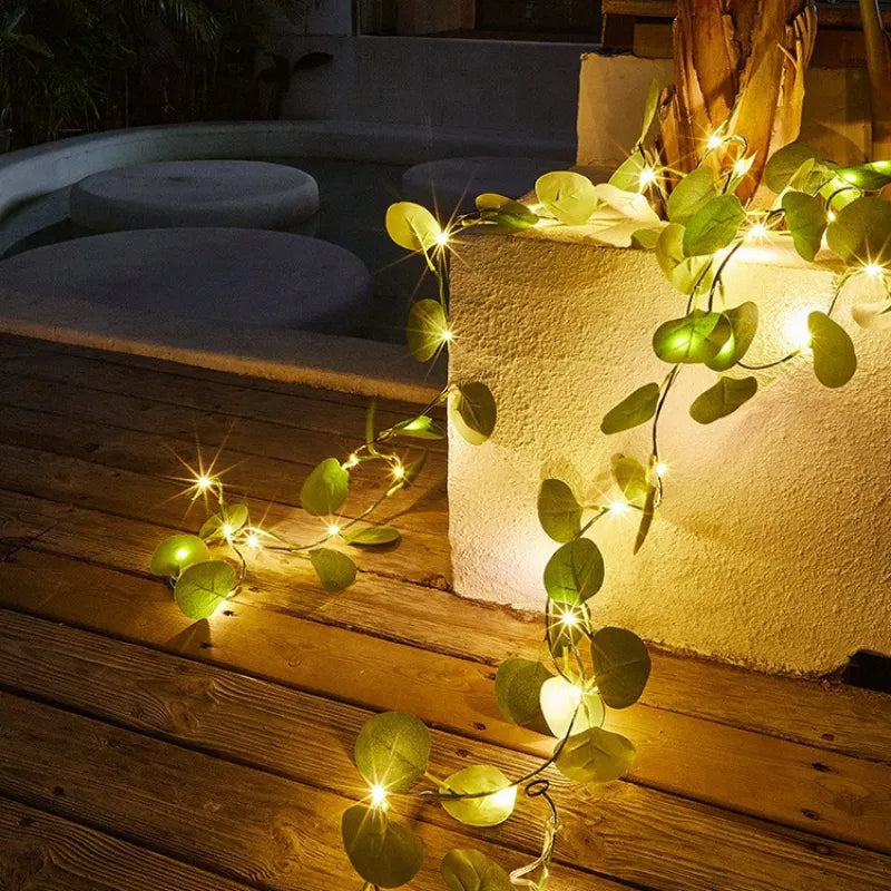 Artificial Leaf Led String Flower Lights Garland