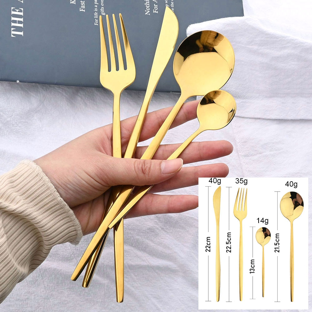 24Pcs Golden Cutlery Set