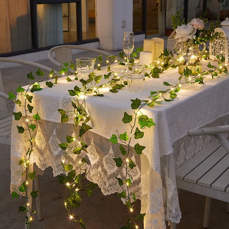 Artificial Leaf Led String Flower Lights Garland