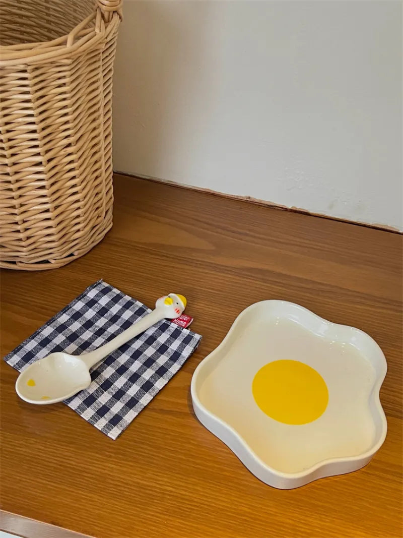 Novelty Fried Egg Ceramic Plate