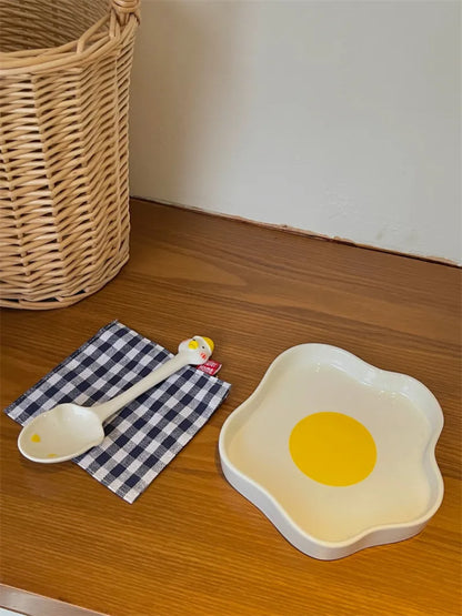 Novelty Fried Egg Ceramic Plate