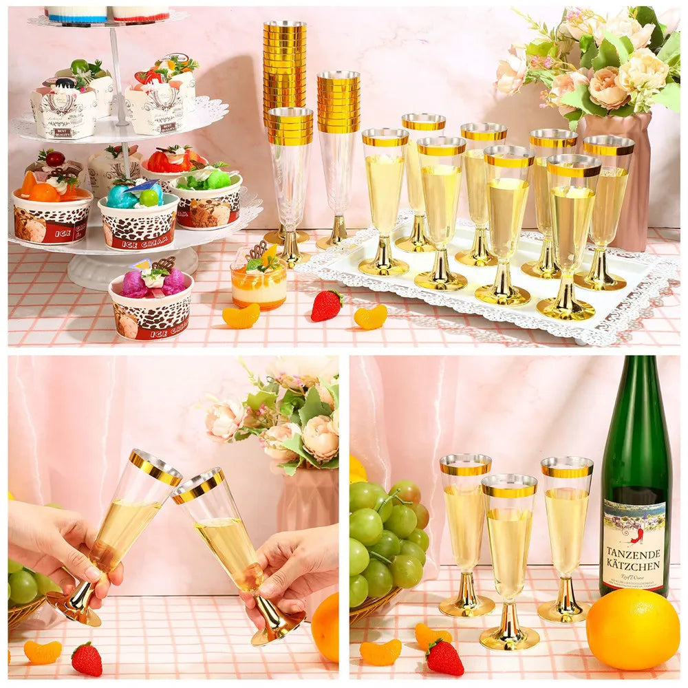 25pcs Disposable Champagne Flutes Plastic