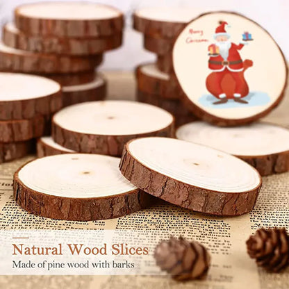 Wood Slices Circles with Tree Bark