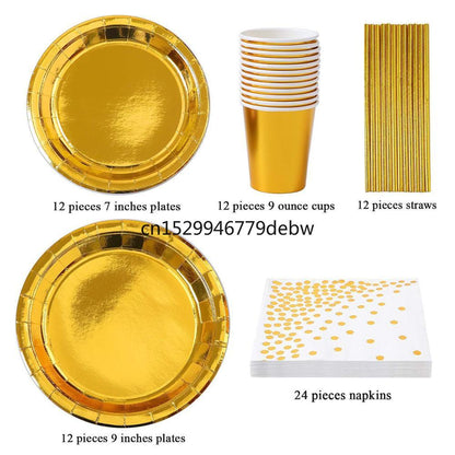 Gold Disposable Paper Plates Cups