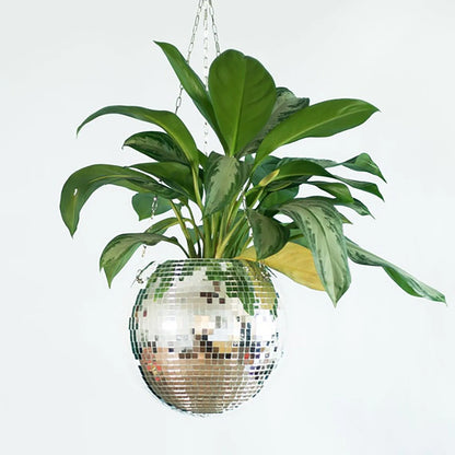 Retro Disco Ball Planter Basket Round Hanging Pot