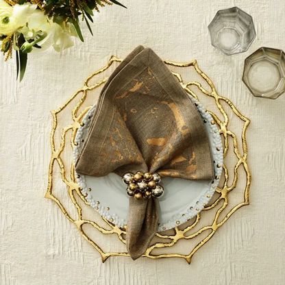 1PC Flower Hollow Gold Charger Plate