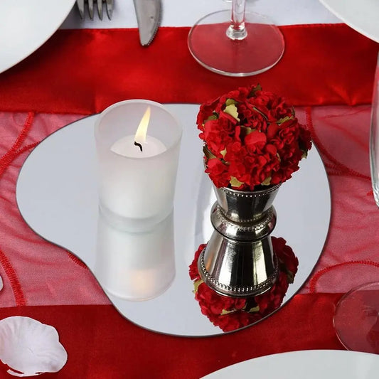 Heart Mirror Glass For Wedding Table Centerpiece