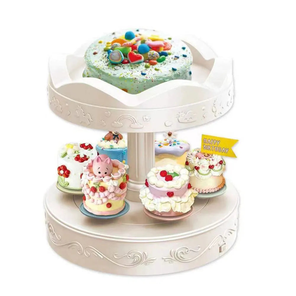 2 Tiers Auto Rotating Cake Stand