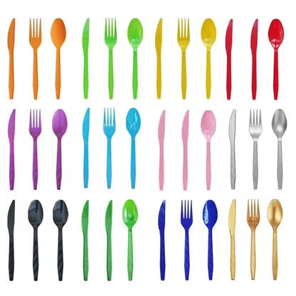 30pcs/Set Plastic Cutlery Forks Spoons