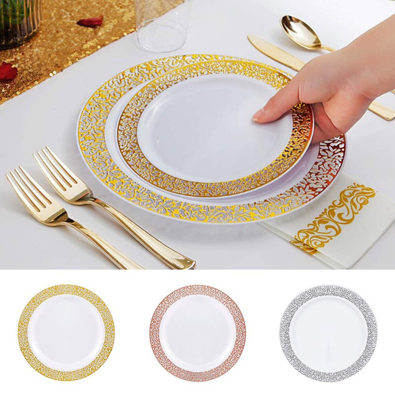 Gold Disposable Plastic Party Tableware