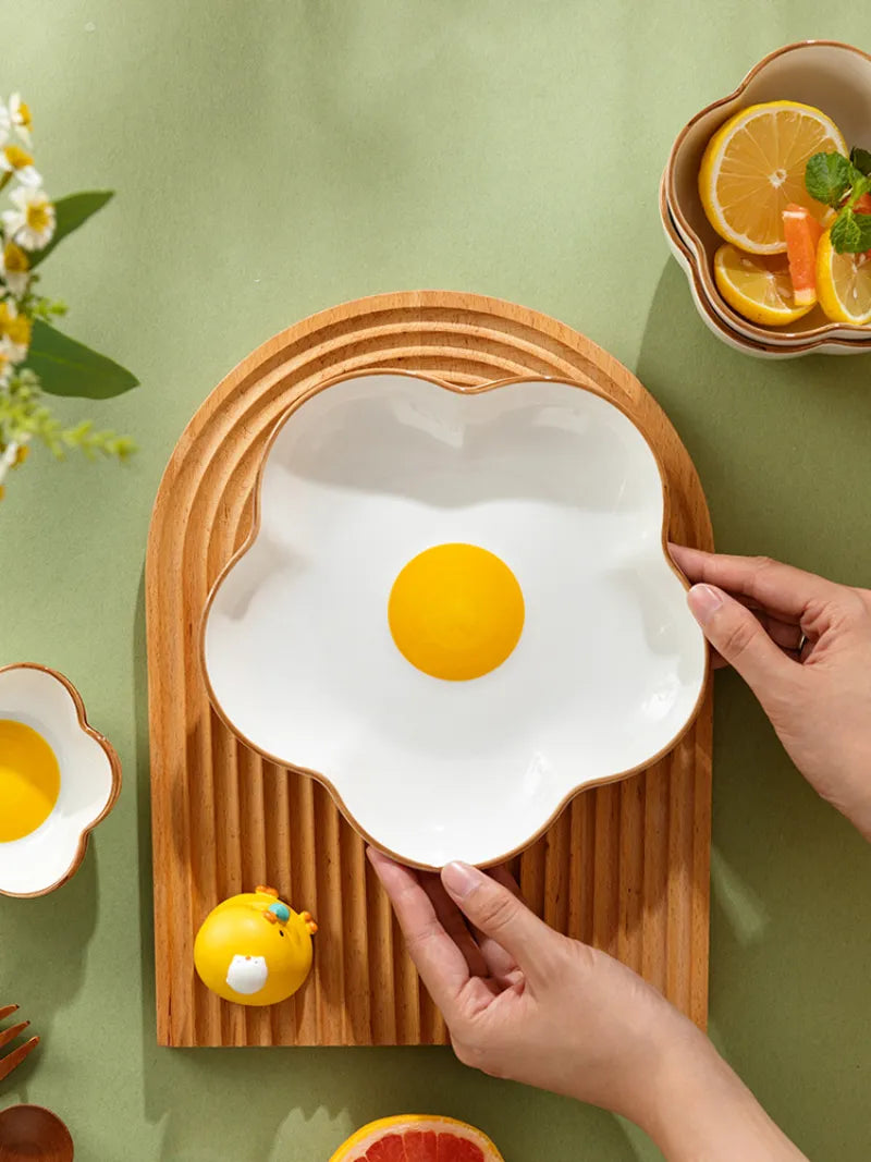 Novelty Fried Egg Ceramic Plate