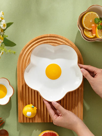 Novelty Fried Egg Ceramic Plate