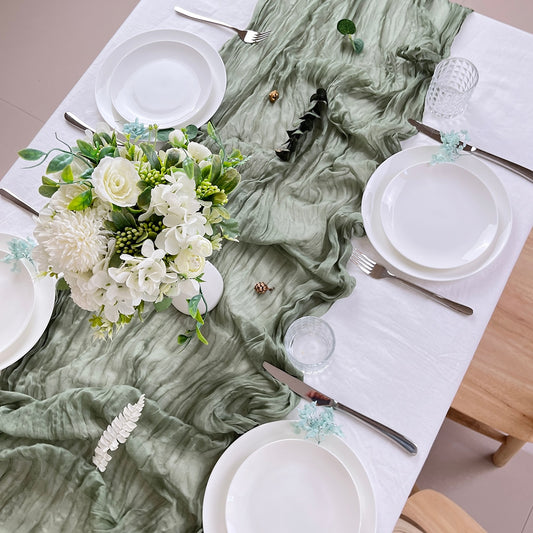 Sage Gauze Table Runner