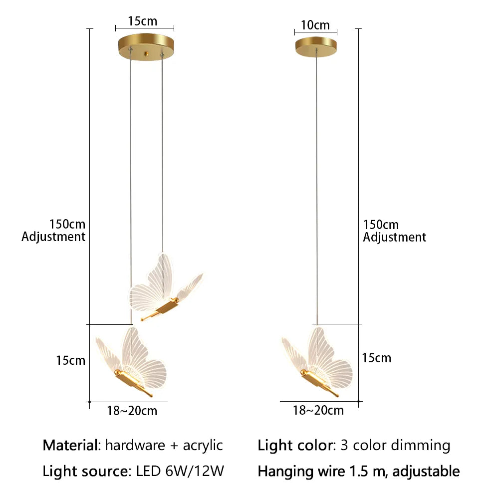 Modern LED Acrylic Butterfly Pendant Lights