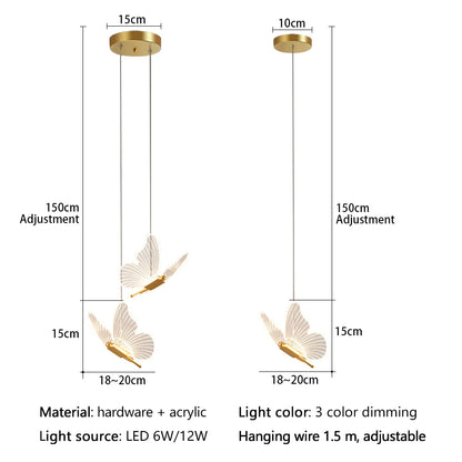 Modern LED Acrylic Butterfly Pendant Lights