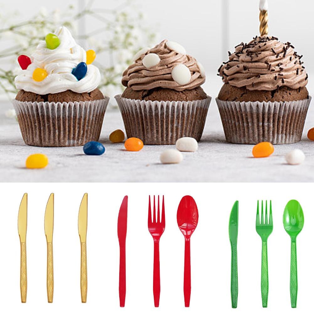 30pcs/Set Plastic Cutlery Forks Spoons