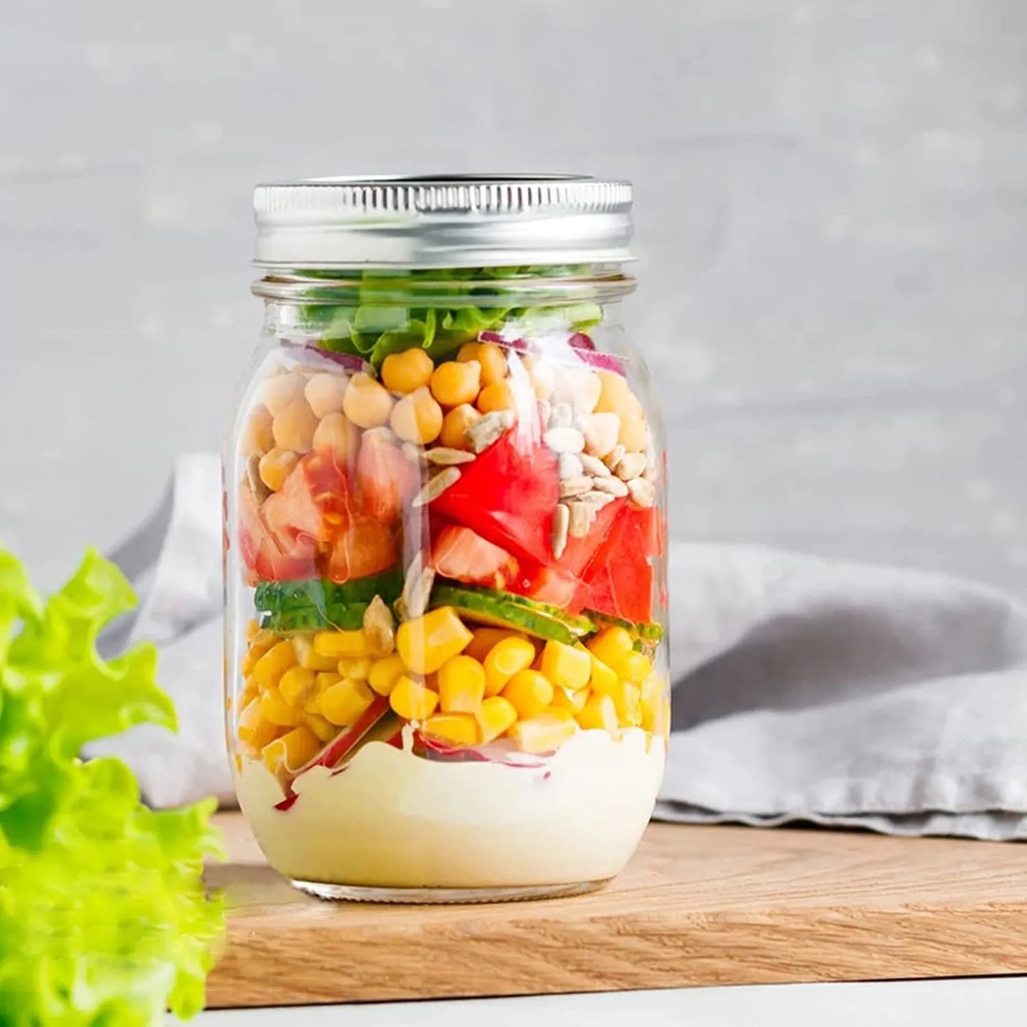 16 Oz Mason Jar with Silver Lids