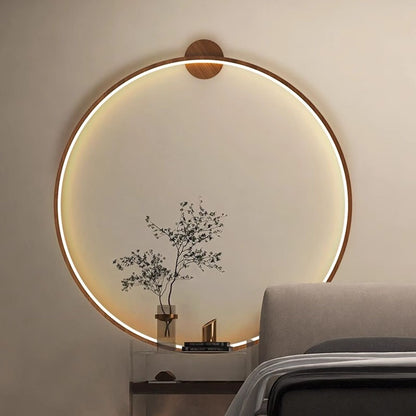 Nordic LED Solid wood Circle Wall Lamp