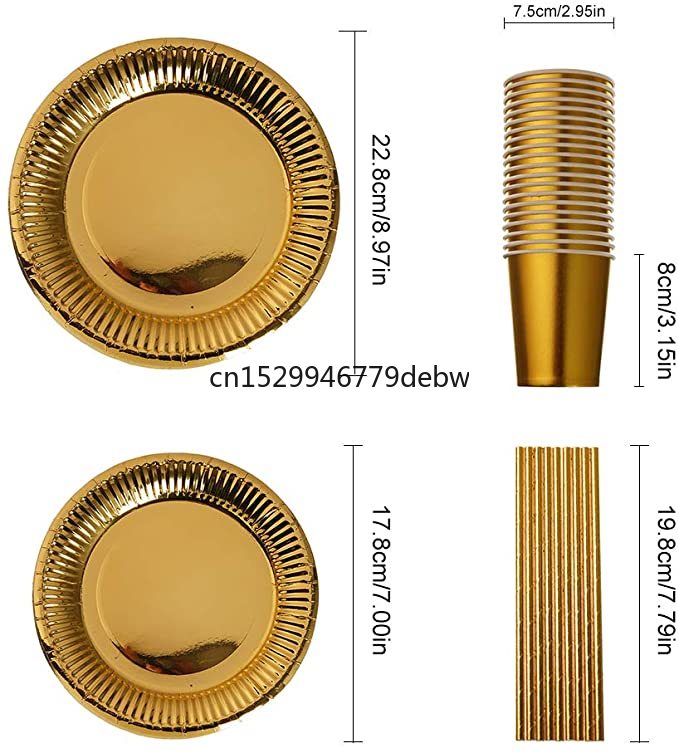 Gold Disposable Paper Plates Cups