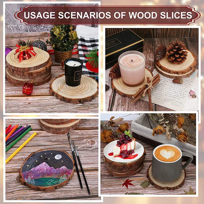 Wood Slices Circles with Tree Bark