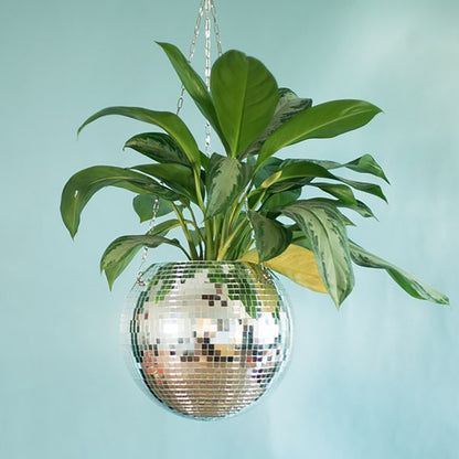 Retro Disco Ball Planter Basket Round Hanging Pot