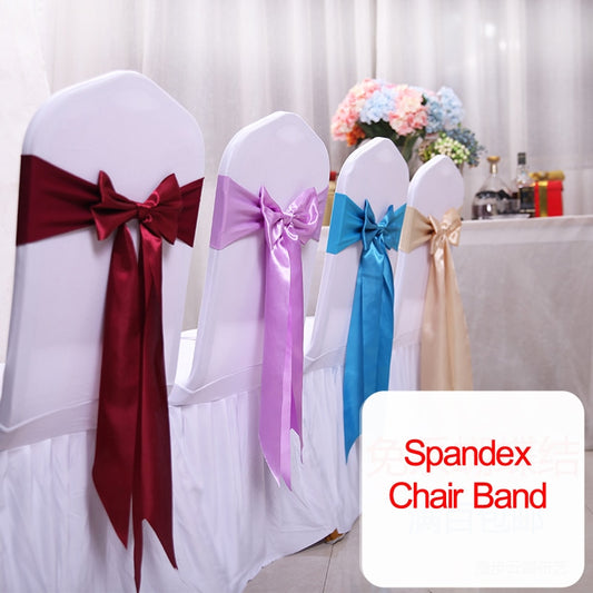 Satin Spandex Chair Cover Band Ribbons