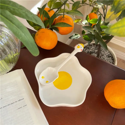 Novelty Fried Egg Ceramic Plate