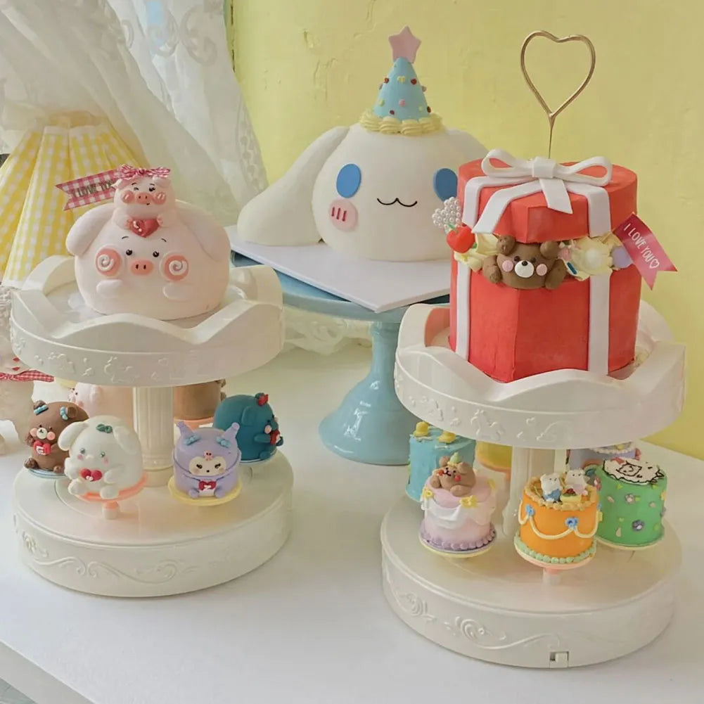 2 Tiers Auto Rotating Cake Stand