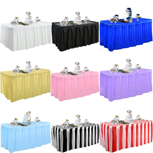 Disposable Table Skirt with Tablecloth Plastic Table Cover