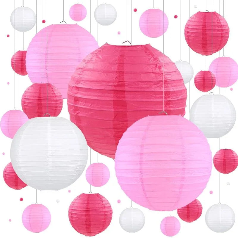 Pink Paper Lanterns for Wedding Decoration