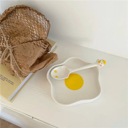 Novelty Fried Egg Ceramic Plate