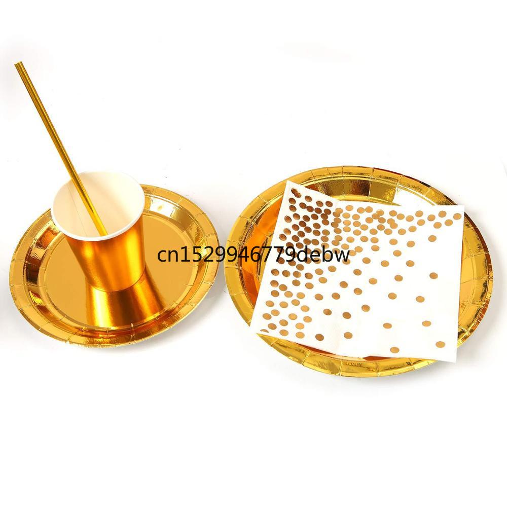 Gold Disposable Paper Plates Cups