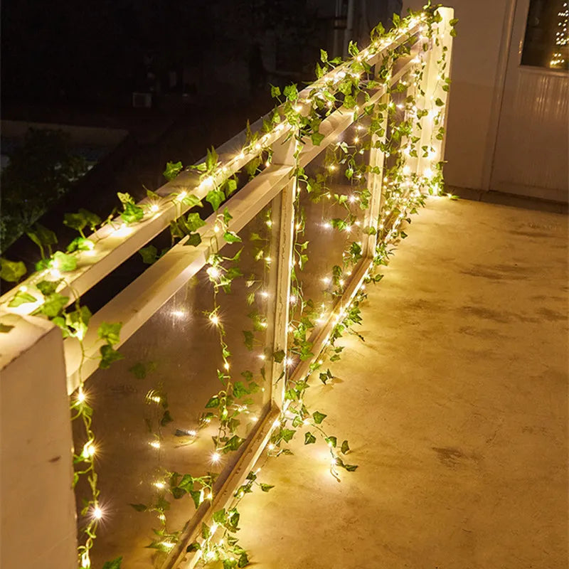 Artificial Leaf Led String Flower Lights Garland