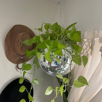 Retro Disco Ball Planter Basket Round Hanging Pot