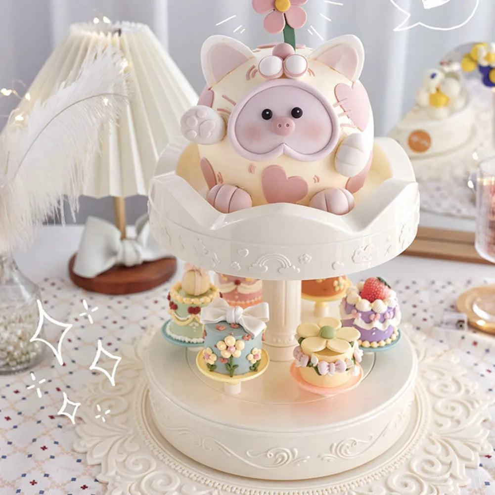 2 Tiers Auto Rotating Cake Stand