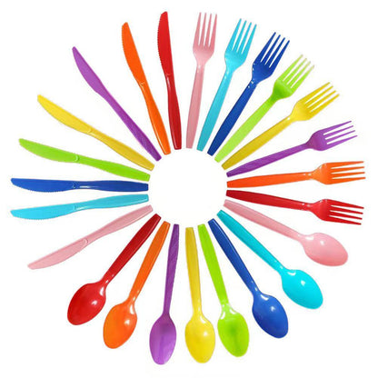 30pcs/Set Plastic Cutlery Forks Spoons