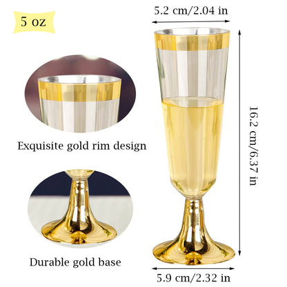 25pcs Disposable Champagne Flutes Plastic